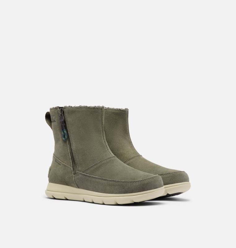 Botas Nieve Sorel Mujer - ™ Explorer Zip Bajas Verde Oscuro - 17549-DJEK